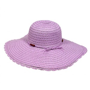 Straw Big Rim Hat w/ Beads - Purple -HT-M234PL